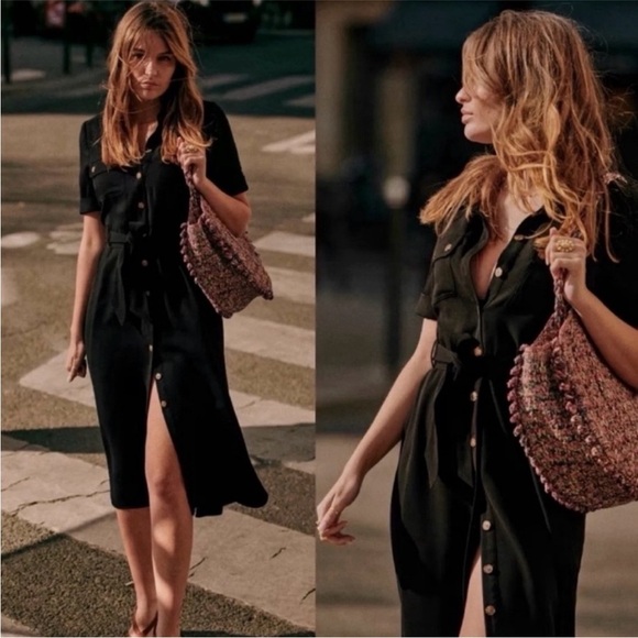 Sezane Dresses & Skirts - Sezane Jeannette Jeanette Button Down Belted Shirt Dress Size 8 Medium